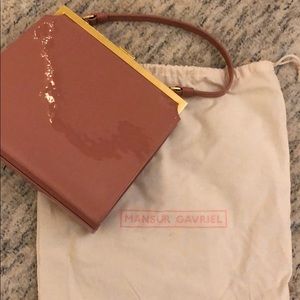 Mansur Gabriel elegant patent leather handbag